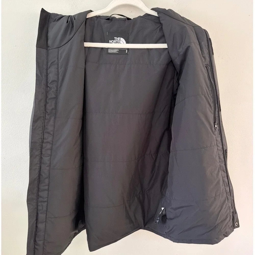 The North Face Mens Small Insulated Hooded Parka Jacket Black Zip Up